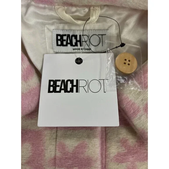 $226 Beach Riot Women's Pink Skye Mod Flower Fleece Shirt Jacket Coat Size M - Picture 4 of 4